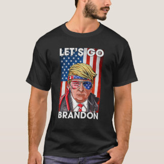 Låt oss Go Brandon Konservativ Trump American Flag T Shirt