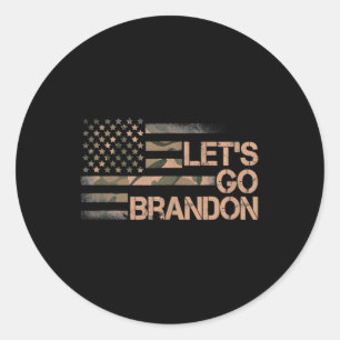 Låt oss Go Brandon Lets Go Brandon Camouflage Amer Runt Klistermärke