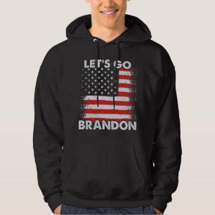 Låt oss Go Brandon med US Flagga Black Hoodie