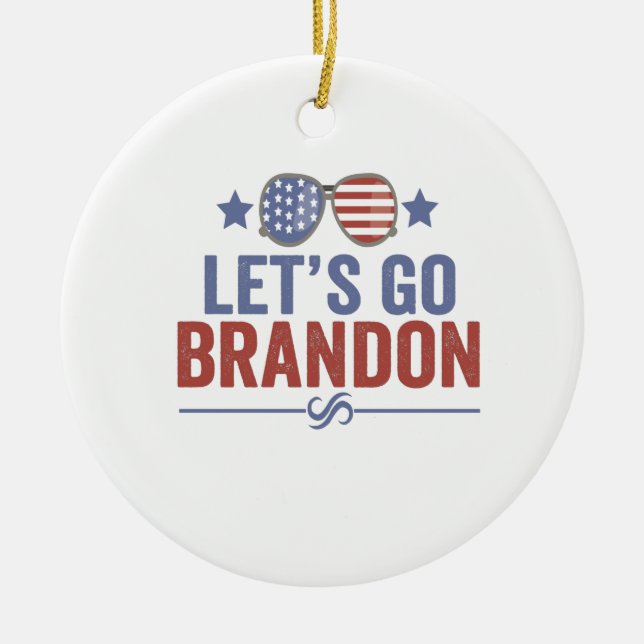 Låt oss go Brandon Patriotic American Sunglasses Julgransprydnad Keramik (Framsidan)