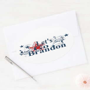 Låt oss Go Brandon Patriotic Sticker Ovalt Klistermärke
