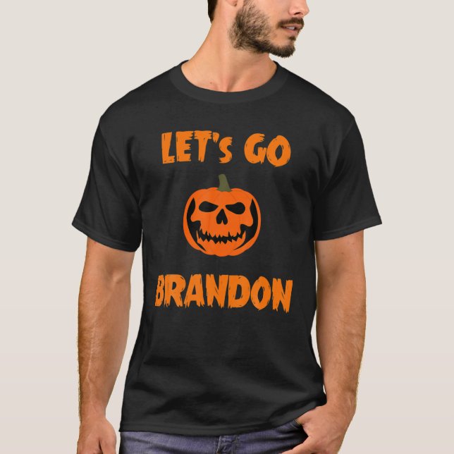 Låt oss Go Brandon Pumpkin Halloween Costume Funny T Shirt (Framsida)
