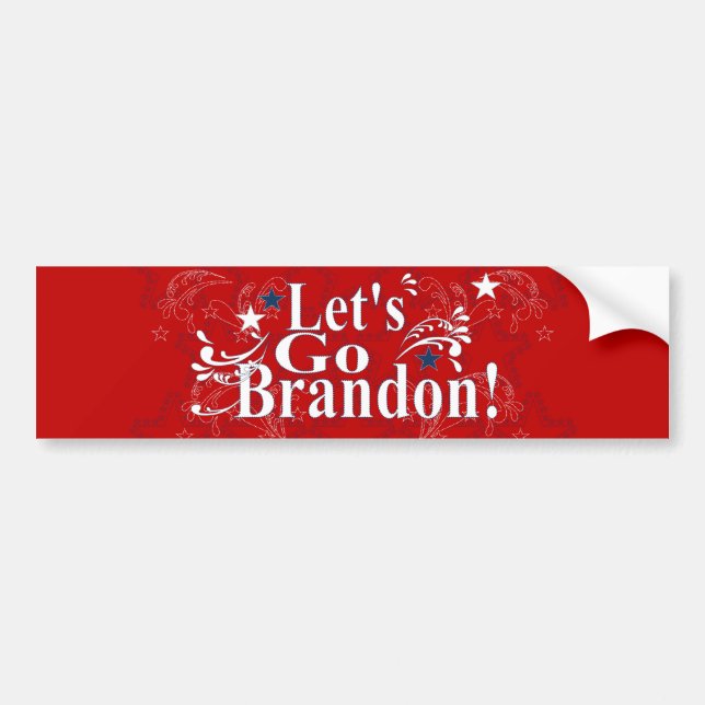 Låt oss Go Brandon Red Patriotic Bumper Sticker Bildekal (Framsidan)