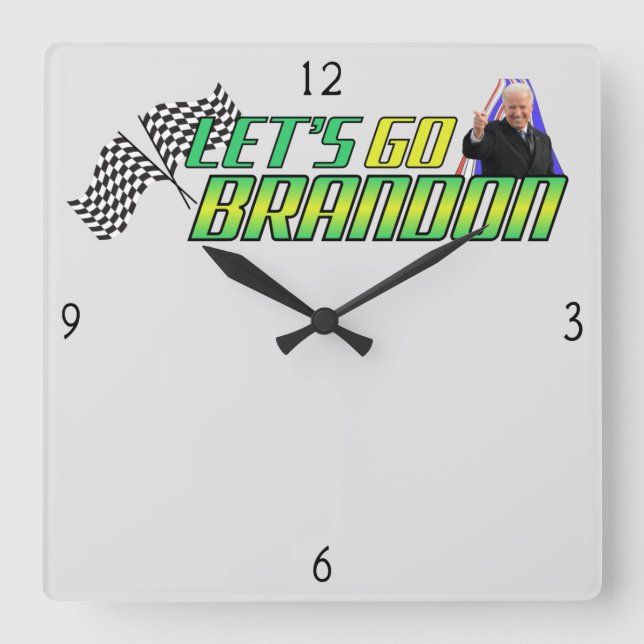 Låt oss Go Brandon Square Wall Clock Fyrkantig Klocka (Framsida)