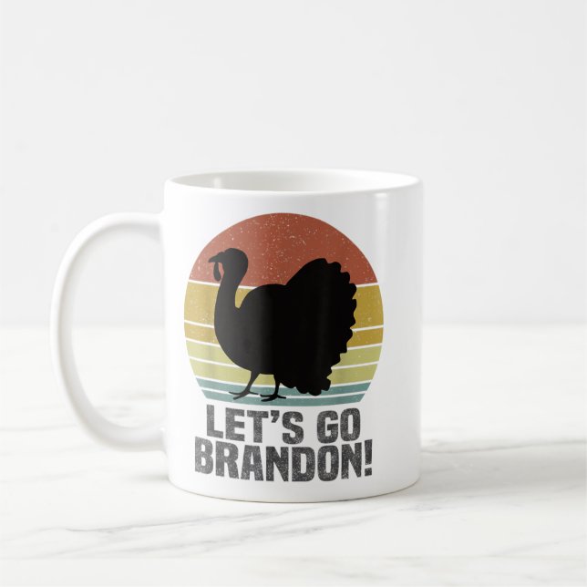 Låt oss Go Brandon Thanksgiving Turkey Retro Vinta Kaffemugg (Vänster)