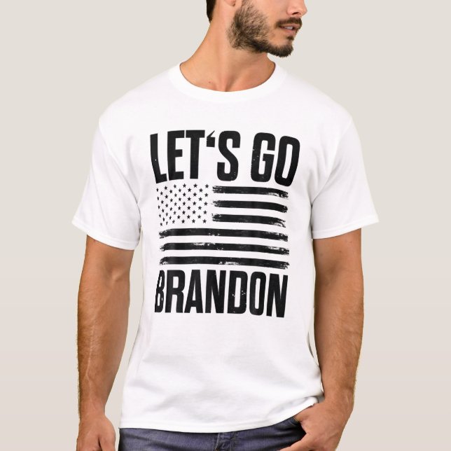 Låt oss Go Brandon US Distress Flagga T Shirt (Framsida)