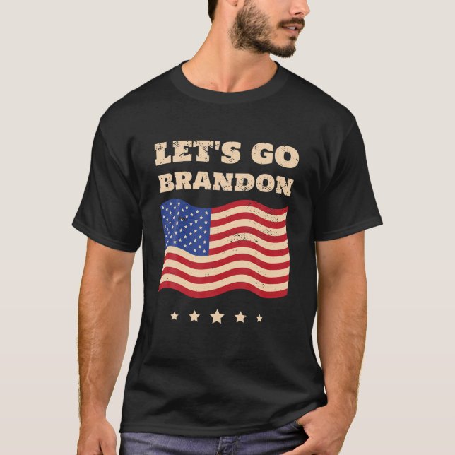 Låt oss Go Brandon US Flagga Funny T Shirt (Framsida)