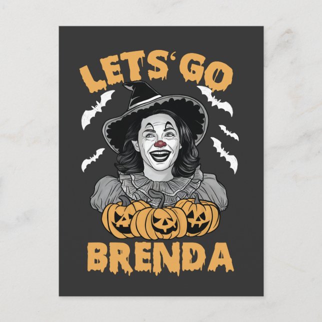 Låt oss Go Brenda Spooky Halloween Kamala Harris Helg Vykort (Framsida)