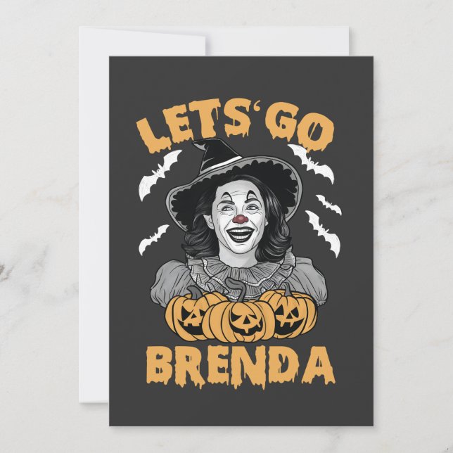 Låt oss Go Brenda Spooky Halloween Kamala Harris Inbjudningar (Framsida)
