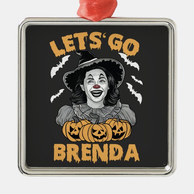 Låt oss Go Brenda Spooky Halloween Kamala Harris Julgransprydnad Metall (Framsidan)