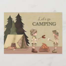 Låt oss Go Camping - campingspelare, campfire, täl Inbjudningar