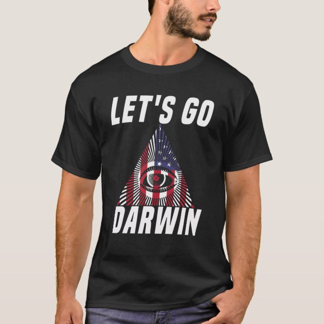 Låt oss Go Darwin American Illuminati Triangle Fla T Shirt (Framsida)