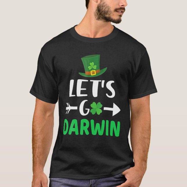 Låt oss Go Darwin med St. Patrick's Day Funny Vint T Shirt (Framsida)