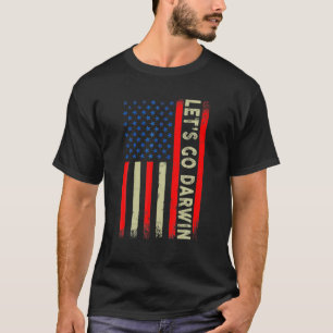 Låt oss Go Darwin Sarcastic som säger USA flagga L T Shirt