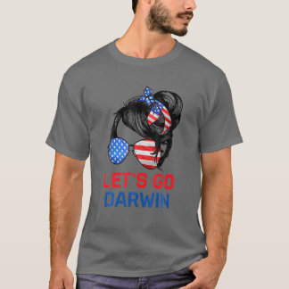 Låt oss Go Darwin Women Girl Lets Go USA flagga Me T Shirt