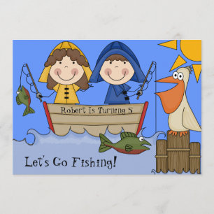 Låt oss Go Fishing Anpassningsbar Birthday Inbjuda Inbjudningar
