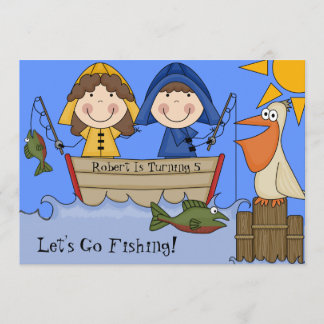 Låt oss Go Fishing Anpassningsbar Birthday Inbjuda Inbjudningar