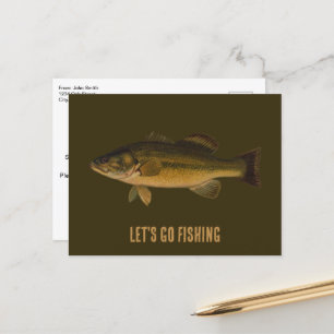 Låt oss Go Fishing Largemouth Bass Party Investiga Vykort
