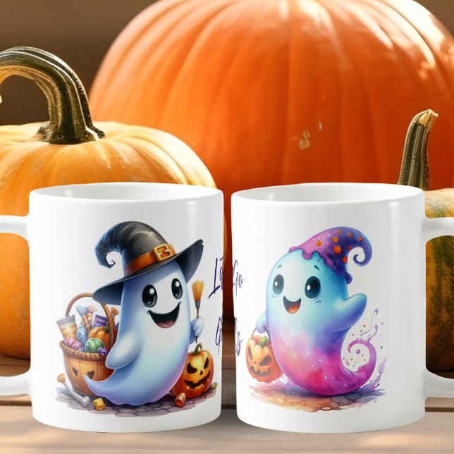 Låt oss Go Ghouls, 2 Cute Ghost Halloween Kaffemugg (Skapare uppladdad)
