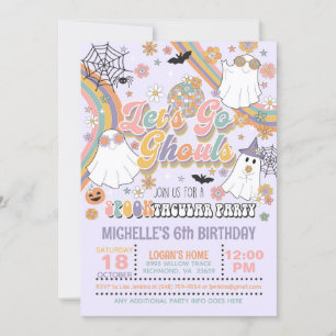 Låt oss Go Ghouls Birthday-inbjudan - Girl Lila Inbjudningar