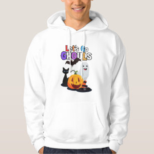 Låt oss Go GHOULS: Black and Orange Spooky Hallowe Hoodie