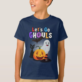 Låt oss Go GHOULS: Black and Orange Spooky Hallowe T Shirt