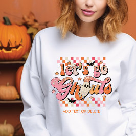 Låt oss Go Ghouls Cute Rosa Ghost Groovy Halloween T Shirt