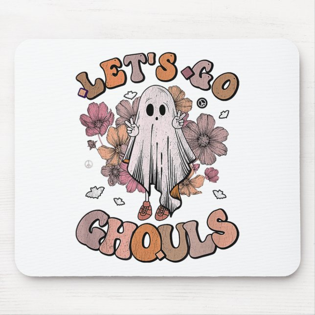 Låt oss Go Ghouls Ghost 70s Hippie Halloween Fall  Musmatta (Framsidan)