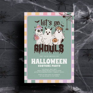Låt oss Go Ghouls Groovy Halloween Costume Party Inbjudningar