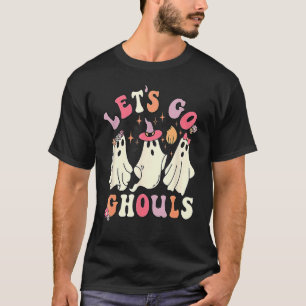 Låt oss Go Ghouls Halloween Cute Groovy Ghost Retr T Shirt