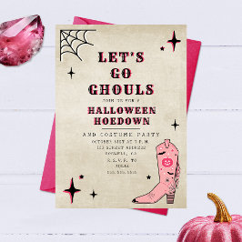 Låt oss Go Ghouls Halloween fest Rosa Boot Inbjudningar