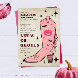 Låt oss Go Ghouls Halloween fest Rosa Cowgirl Boot Inbjudningar