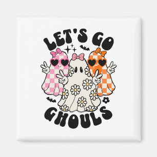 Låt oss Go Ghouls Halloween Ghost Blommigt Spooky Magnet