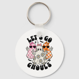 Låt oss Go Ghouls Halloween Ghost Blommigt Spooky Nyckelring
