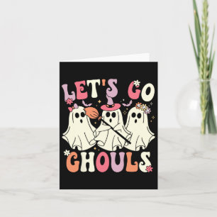 Låt oss Go Ghouls Halloween Ghost Costume Retro Gr Kort
