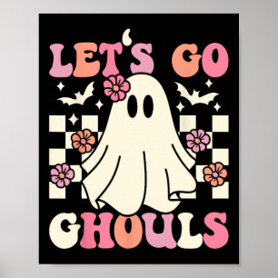 Låt oss Go Ghouls Halloween Ghost Costume Retro Gr Poster