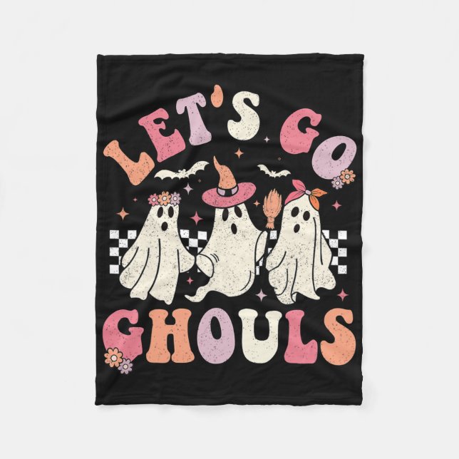 Låt oss Go Ghouls Halloween Ghost Outfit Costume R Fleecefilt (Framsidan)