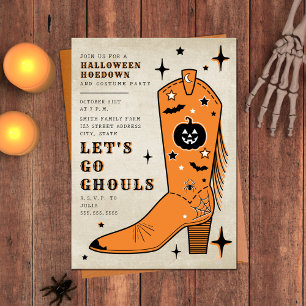 Låt oss Go Ghouls Halloween Hoedown Cowboy Boot Inbjudningar