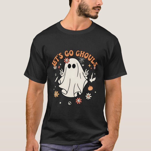 Låt oss Go Ghouls Halloween Py Ghost Pumpkin T Shirt (Framsida)