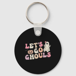 Låt oss Go Ghouls Halloween Retro Ghost Pumpkin Wo Nyckelring
