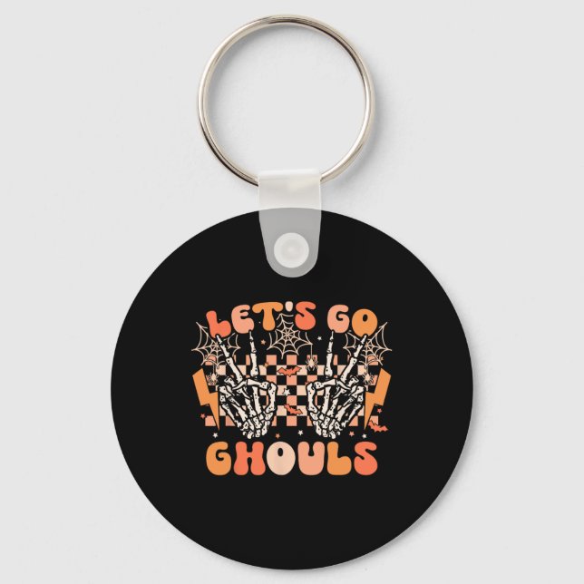 Låt oss Go Ghouls Halloween Skeleton Costume Retro Nyckelring (Framsida)