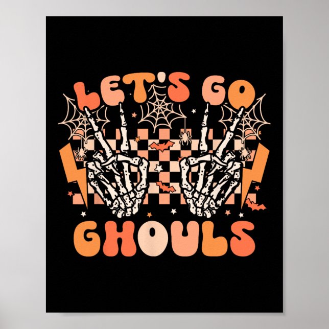 Låt oss Go Ghouls Halloween Skeleton Costume Retro Poster (Framsidan)