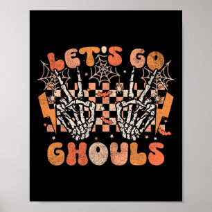 Låt oss Go Ghouls Halloween Skeleton Costume Retro Poster