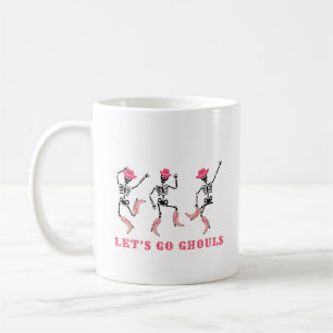 Låt oss Go Ghouls Halloween Skeletons Rosa Cowgirl Kaffemugg