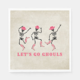 Låt oss Go Ghouls Halloween Skeletons Rosa Cowgirl Pappersservett
