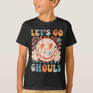 Låt oss Go Ghouls Hippie Smile Ansikte Retro Hallo T Shirt