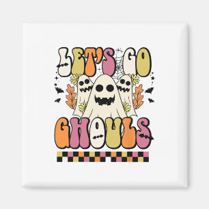 Låt oss Go Ghouls Retro Blommigt Ghost Groovy Hall Magnet
