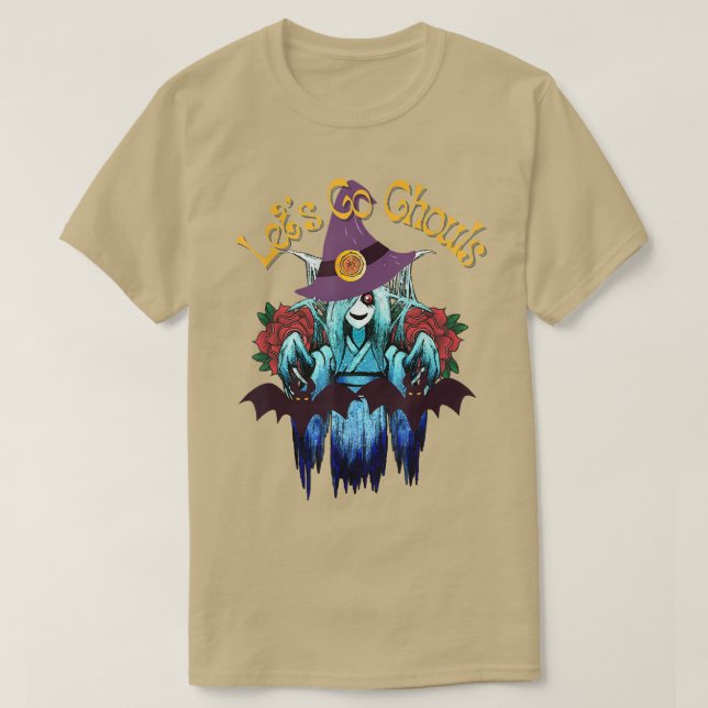 Låt oss Go Ghouls Retro Ghouls, Hippie Halloween T Shirt (Design framsida)