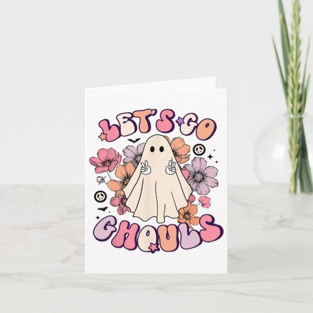 Låt oss Go Ghouls Retro Halloween Bychelorette Bri Kort (Framsida)