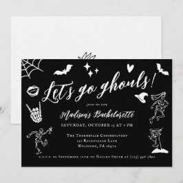 Låt oss Go Ghouls Spooky Whimsical Bachelorette Inbjudningar
